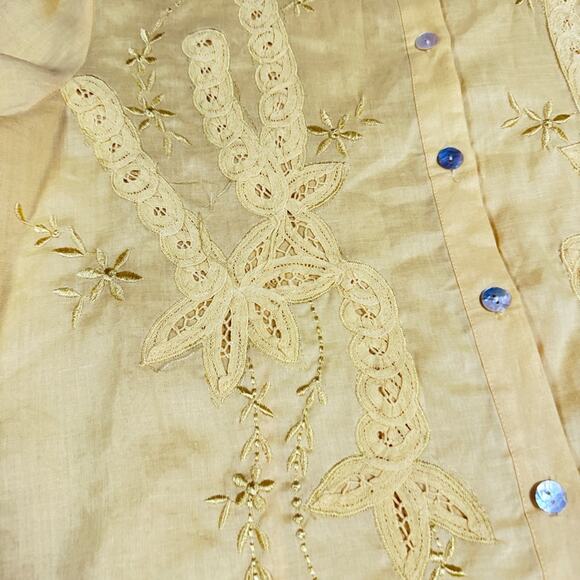 Rene Margo Women’s Button Up Shirt 100% Ramie with Mother of Pearl Buttons Sz XL - Picture 6 of 8